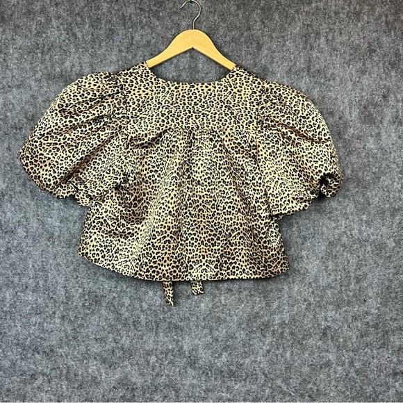 English Factory Animal Print Puff Sleeve Blouse Size Large - Picture 3 of 12